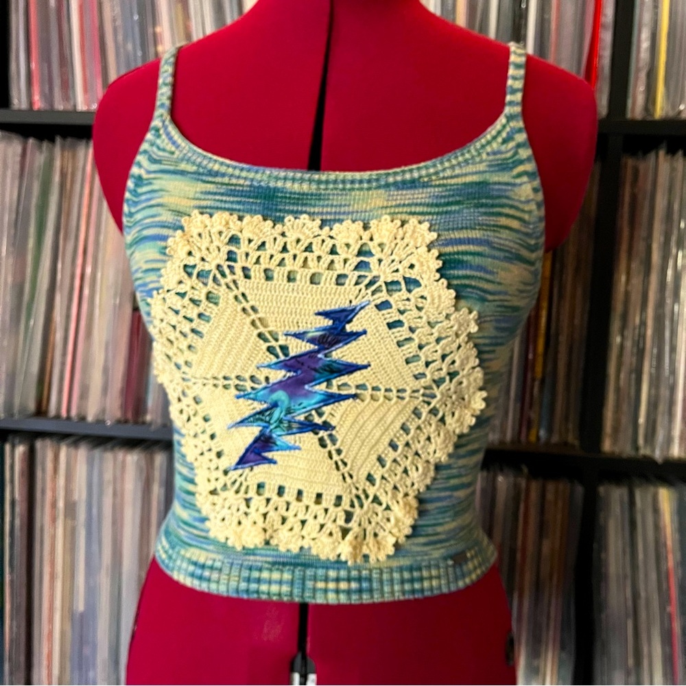 Space dyed knit tank mandala stealie bolt SYF dead company grateful sphere ❤️⚡️💙